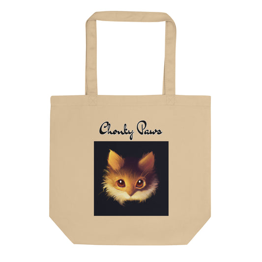 Eco Tote Bag with Fluffy Orange Cat Portrait with text "Chonky Paws" at $26.97 found at Personalizedpetlovergifts