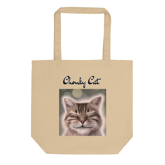 Eco Tote Bag with Happy Cat with text "Chonky Cat" at $26.97 found at Personalizedpetlovergifts