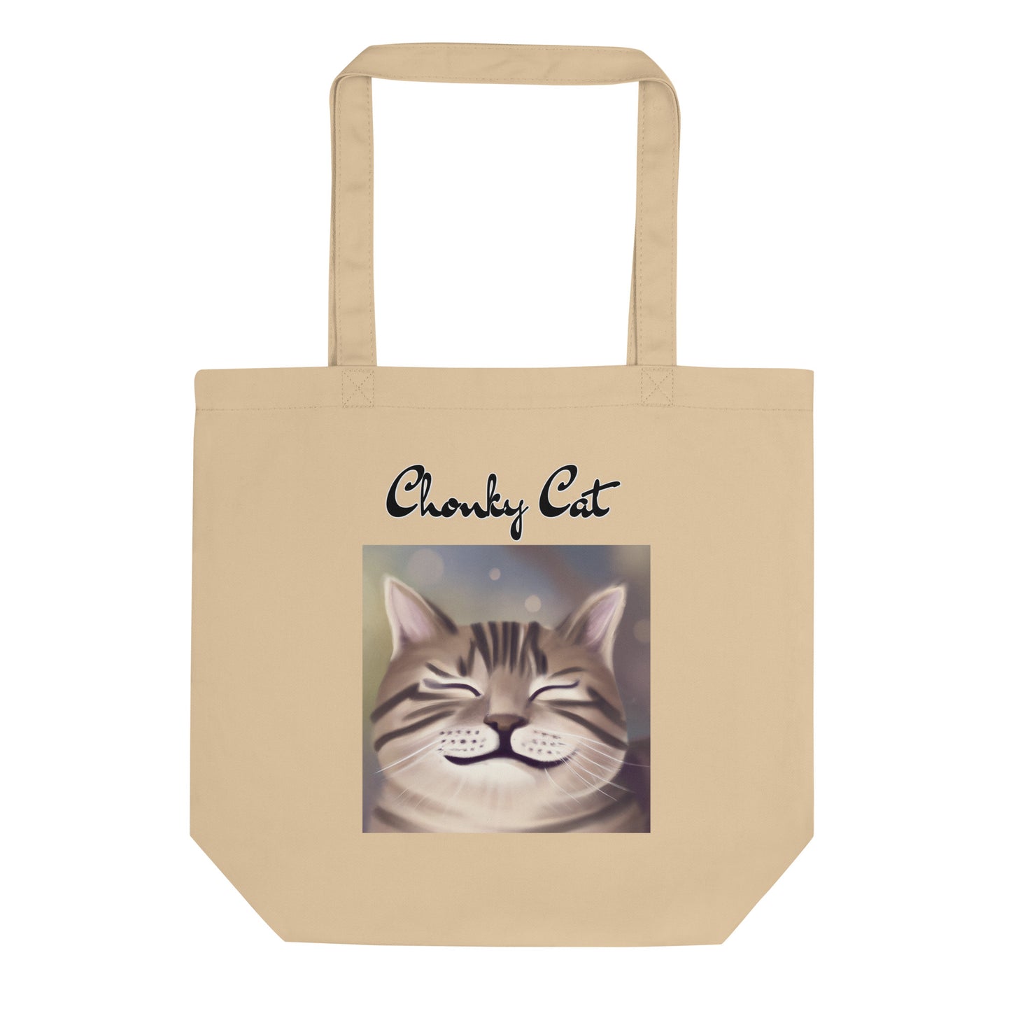 Eco Tote Bag with Happy Cat Purring with text "Chonky Cat" at $26.97 found at Personalizedpetlovergifts