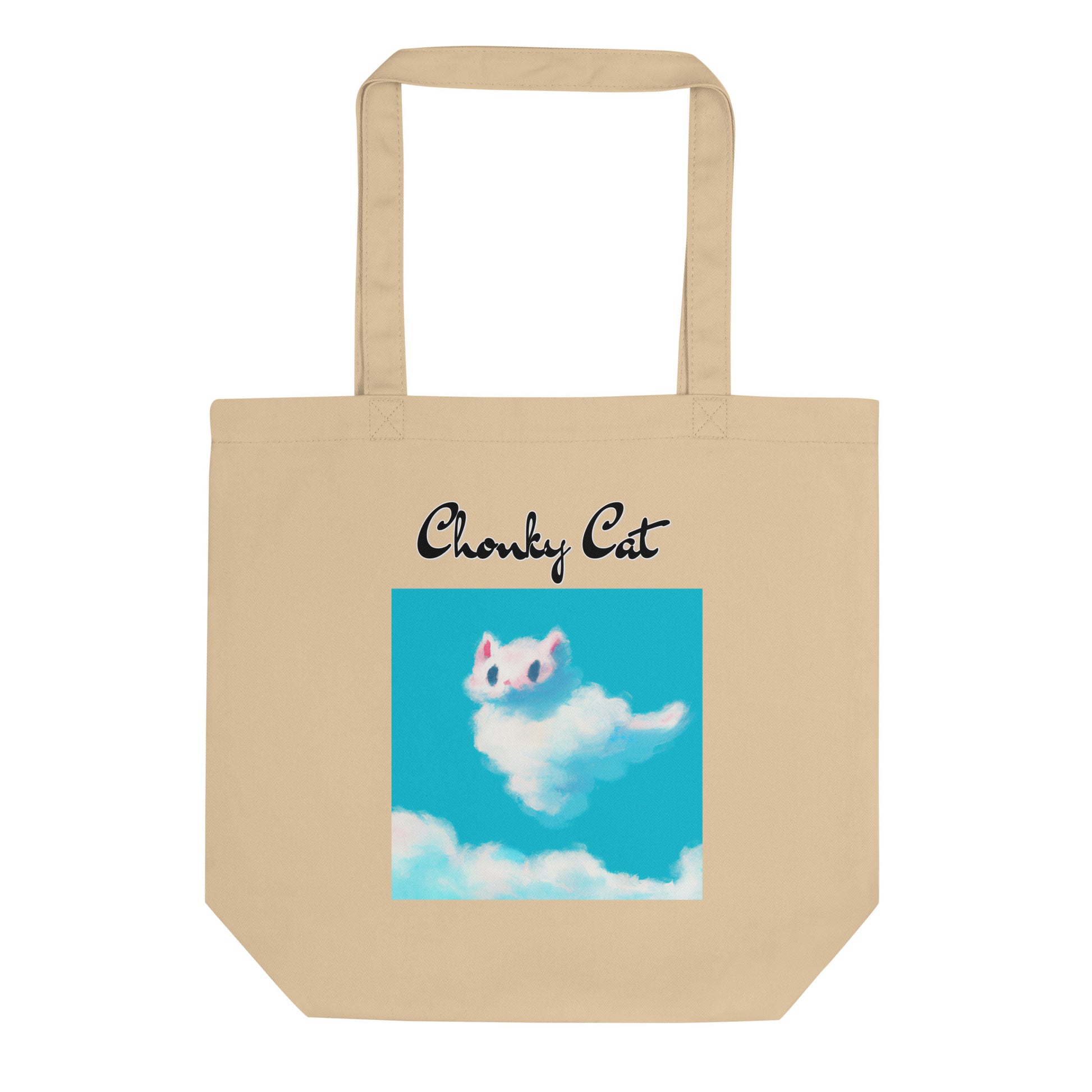 Eco Tote Bag with Fluffy White Cloud Kitten with text "Chonky Cat" at $26.97 found at Personalizedpetlovergifts