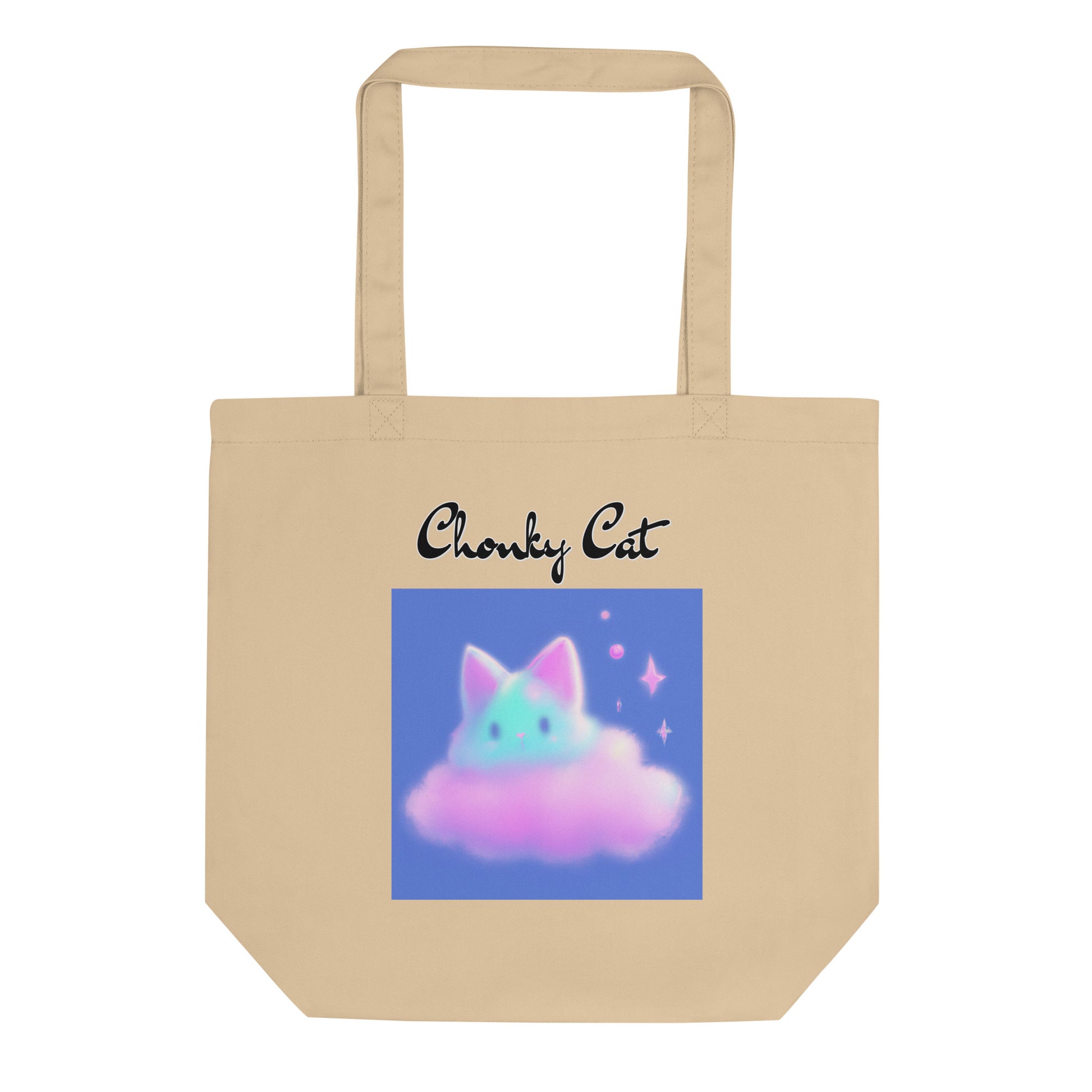 Eco Tote Bag with Fluffy Pink Cloud Kitten with text "Chonky Cat" at $26.97 found at Personalizedpetlovergifts