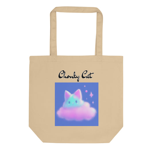 Eco Tote Bag with Fluffy Pink Cloud Kitten with text "Chonky Cat" at $26.97 found at Personalizedpetlovergifts