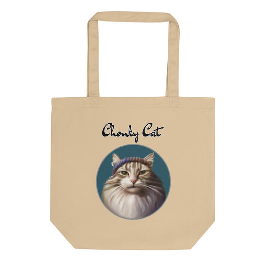 Eco Tote Bag with Fluffy Kitten With a Wool Headband with text "Chonky Cat" at $26.97 found at Personalizedpetlovergifts