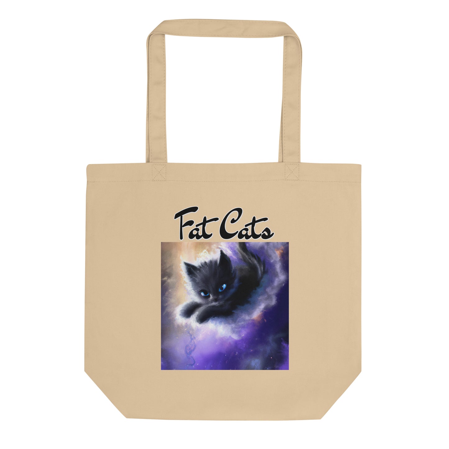 Eco Tote Bag with Kitten In A Cosmic Cloud with text "Fat Cats" at $26.97 found at Personalizedpetlovergifts