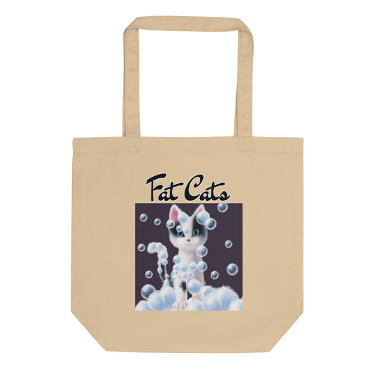 Eco Tote Bag with Kitten Covered In Bubbles with text "Fat Cats" at $26.97 found at Personalizedpetlovergifts