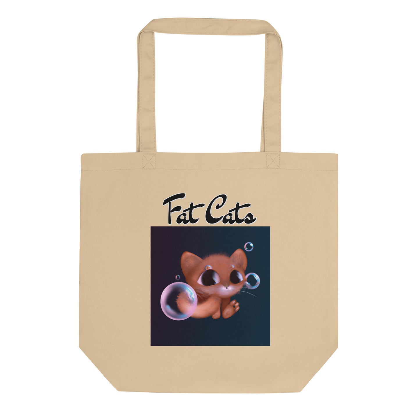 Eco Tote Bag with Kitten And Soap Bubbles with text "Fat Cats" at $26.97 found at Personalizedpetlovergifts