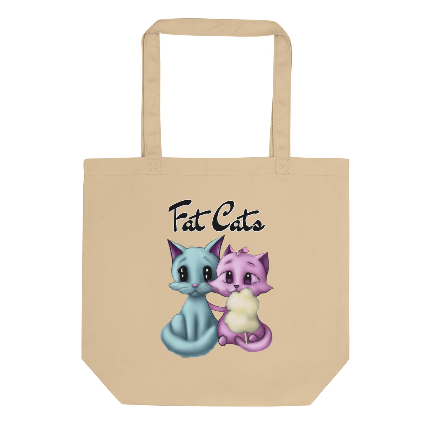 Eco Tote Bag with Hugging Kittens With Cotton Candy with text "Fat Cats" at $26.97 found at Personalizedpetlovergifts