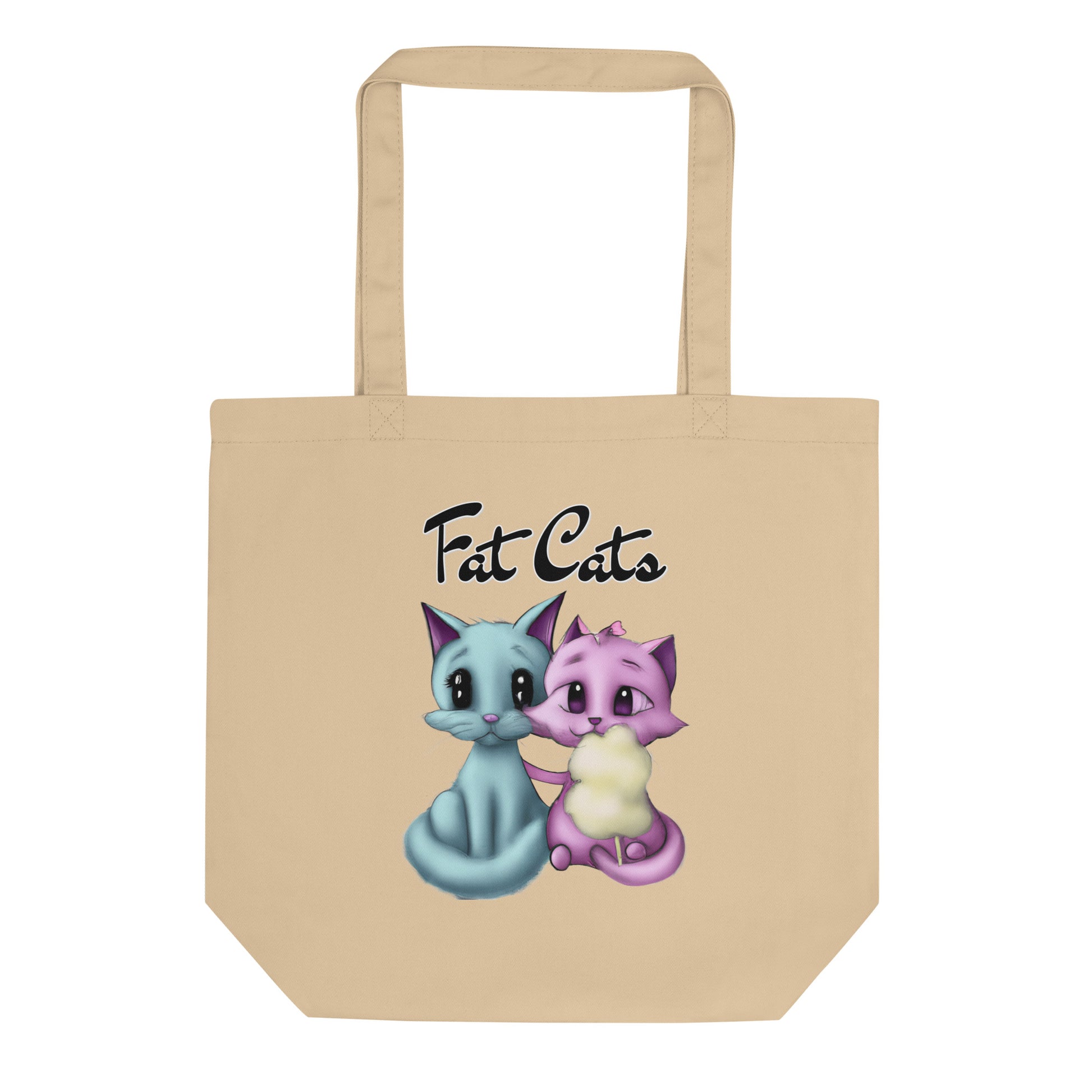 Eco Tote Bag with Hugging Kittens With Cotton Candy with text "Fat Cats" at $26.97 found at Personalizedpetlovergifts