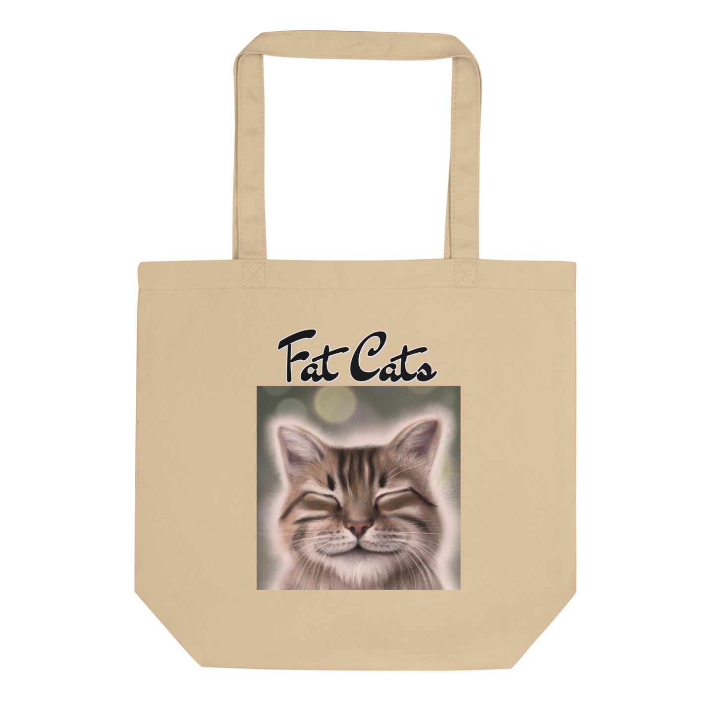 Eco Tote Bag with Happy Cat with text "Fat Cats" at $26.97 found at Personalizedpetlovergifts