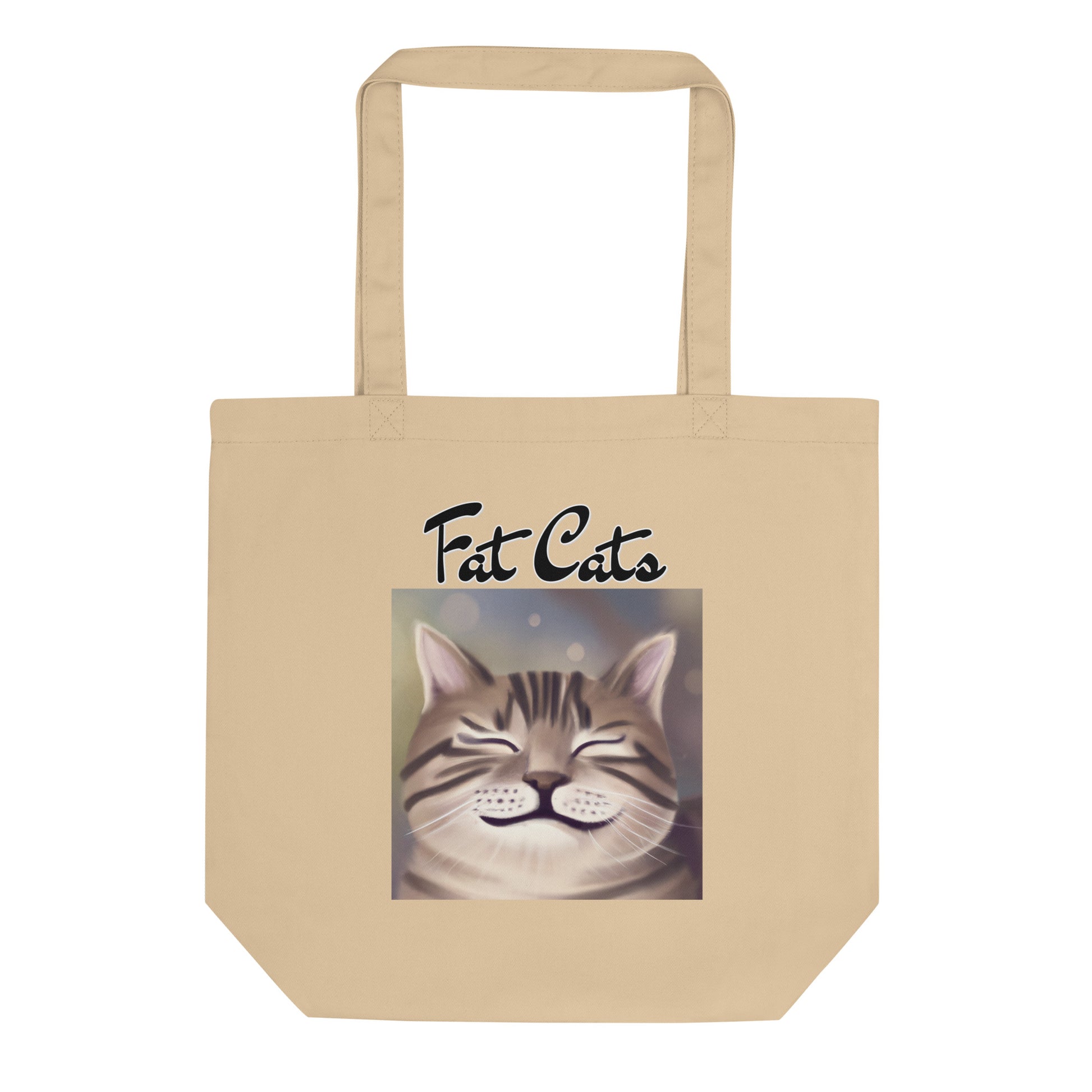 Eco Tote Bag with Happy Cat Purring with text "Fat Cats" at $26.97 found at Personalizedpetlovergifts