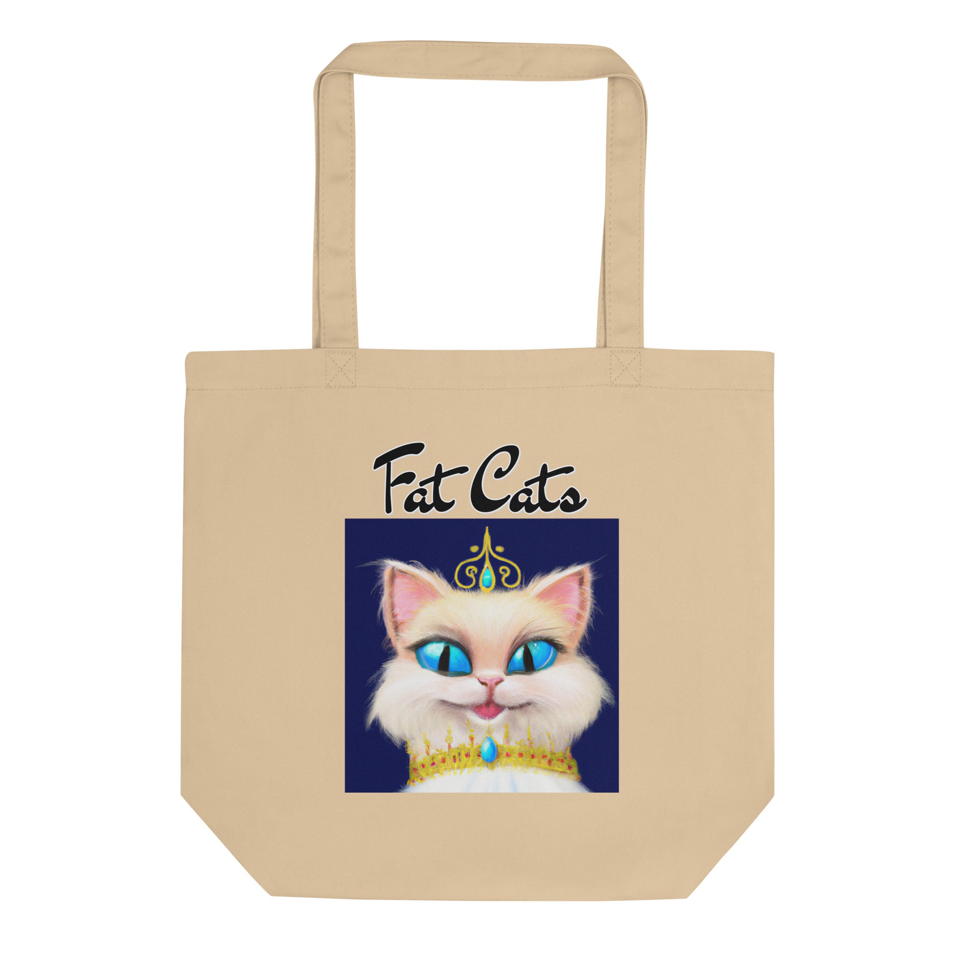 Eco Tote Bag with Happy Blue Eyed Kitten Princess with text "Fat Cats" at $26.97 found at Personalizedpetlovergifts