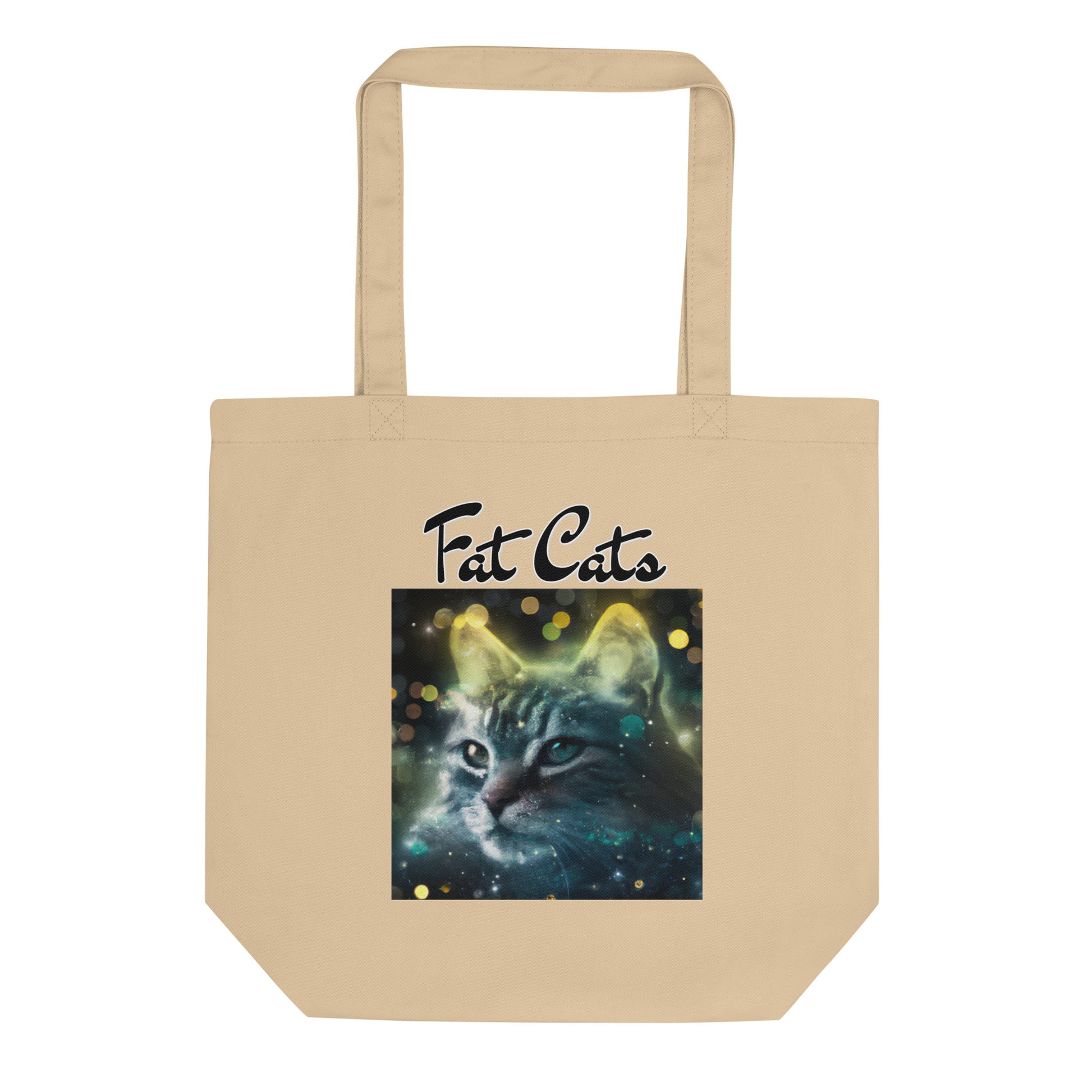 Eco Tote Bag with Green Space Cat with text "Fat Cats" at $26.97 found at Personalizedpetlovergifts