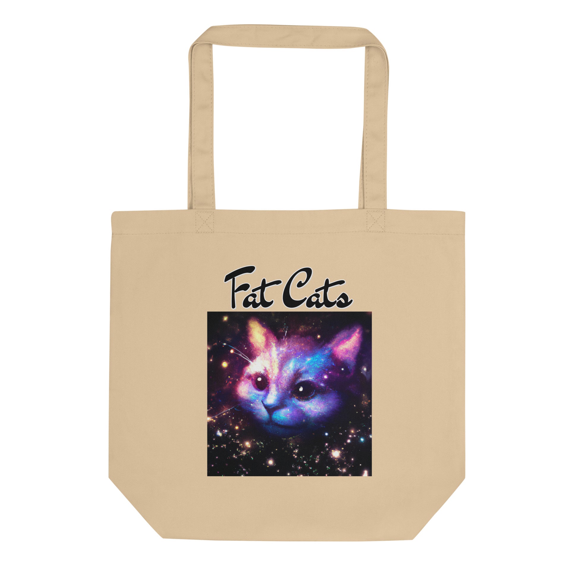 Eco Tote Bag with Galaxy Cat with text "Fat Cats" at $26.97 found at Personalizedpetlovergifts