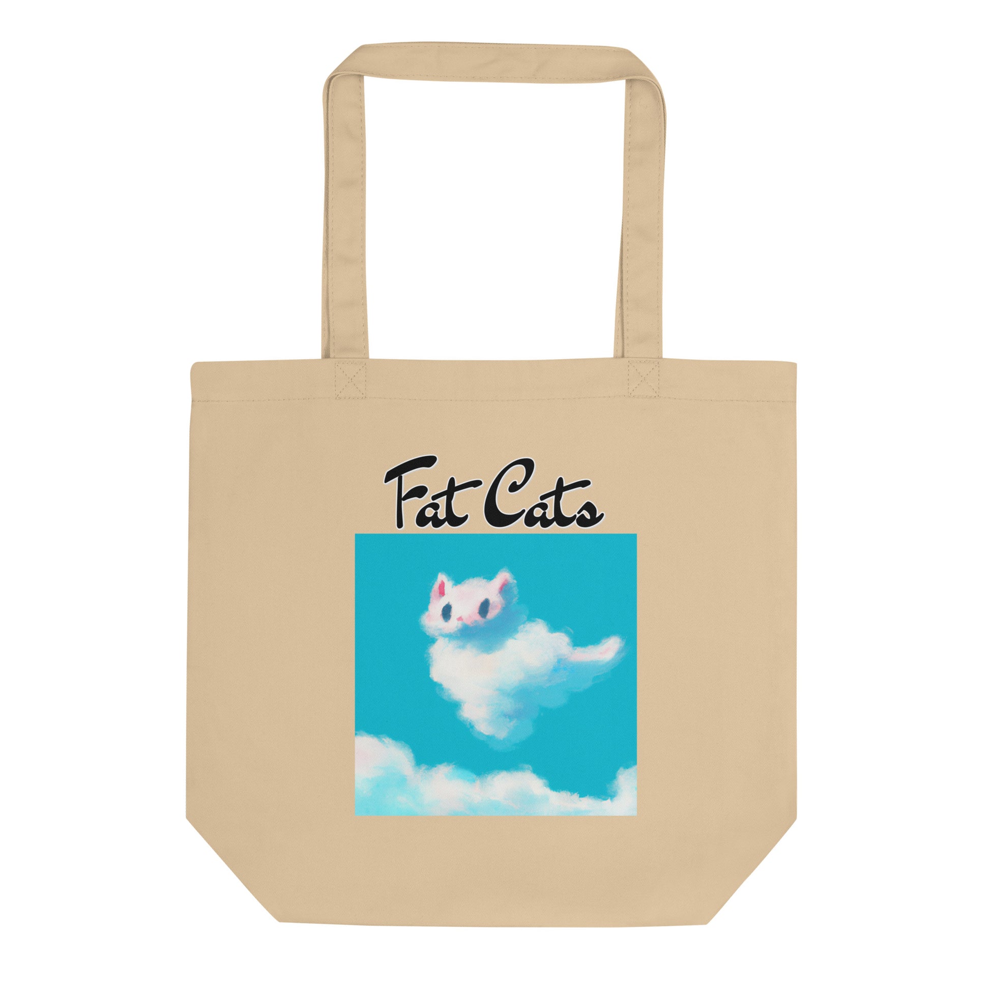 Eco Tote Bag with Fluffy White Cloud Kitten with text "Fat Cats" at $26.97 found at Personalizedpetlovergifts