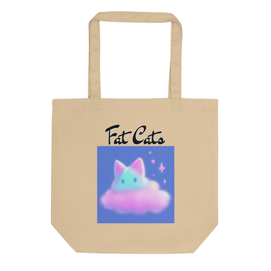 Eco Tote Bag with Fluffy Pink Cloud Kitten with text "Fat Cats" at $26.97 found at Personalizedpetlovergifts