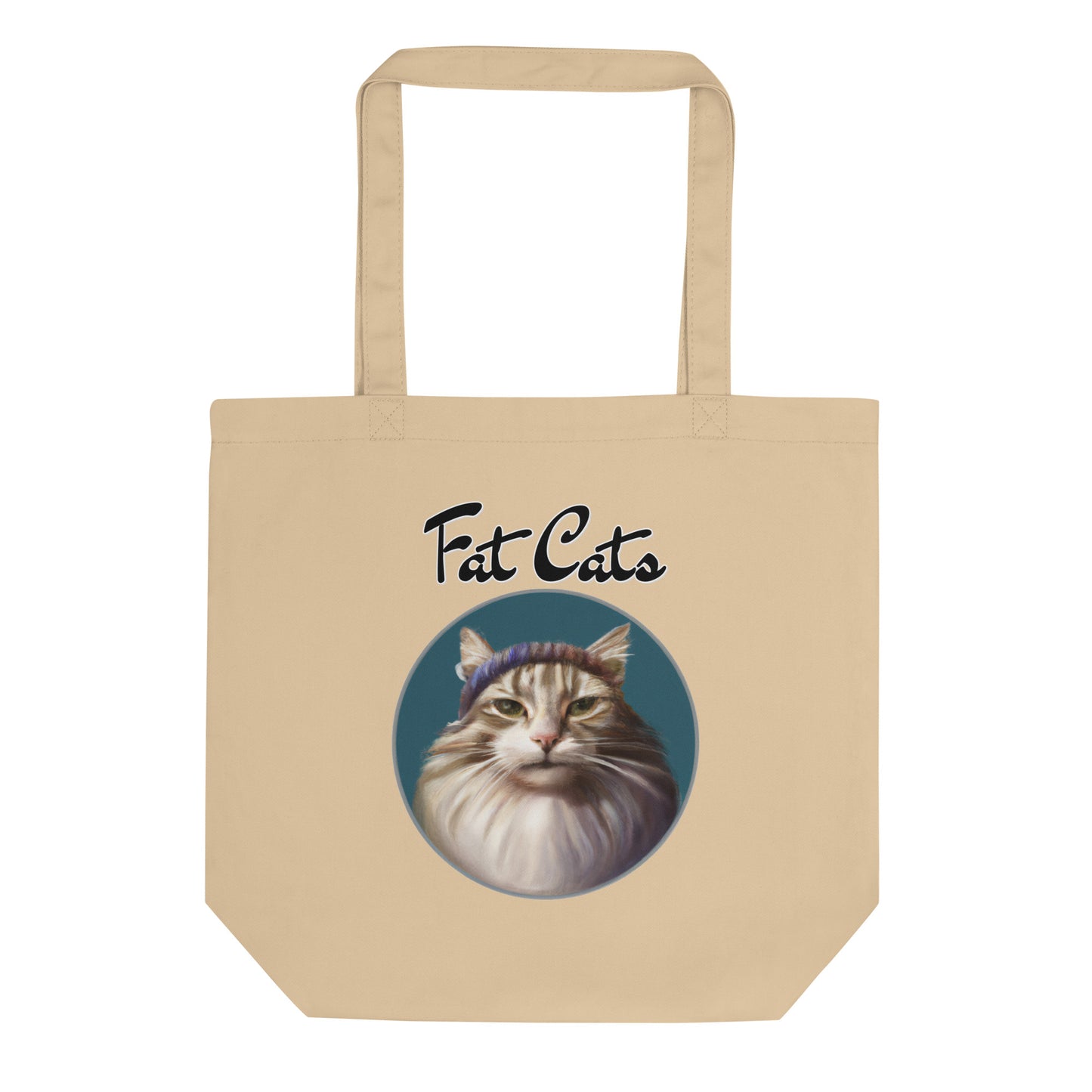 Eco Tote Bag with Fluffy Kitten With a Wool Headband with text "Fat Cats" at $26.97 found at Personalizedpetlovergifts