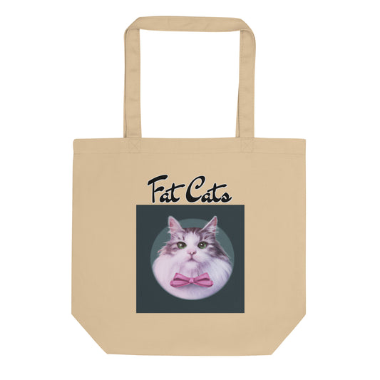 Eco Tote Bag with Fluffy Kitten With a Pink Bow with text "Fat Cats" at $26.97 found at Personalizedpetlovergifts