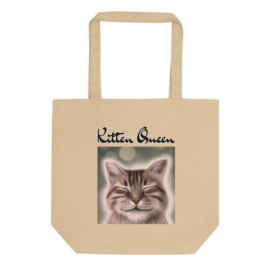 Eco Tote Bag with Happy Cat with text "Kitten Queen" at $26.97 found at Personalizedpetlovergifts