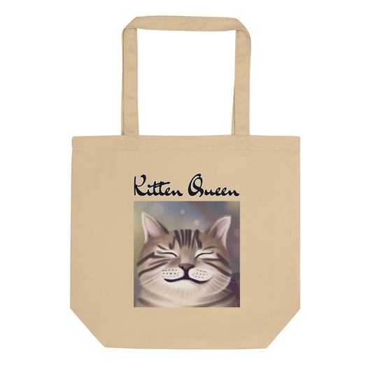 Eco Tote Bag with Happy Cat Purring with text "Kitten Queen" at $26.97 found at Personalizedpetlovergifts