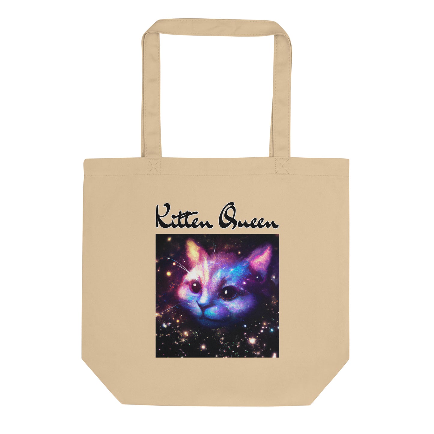 Eco Tote Bag with Galaxy Cat with text "Kitten Queen" at $26.97 found at Personalizedpetlovergifts