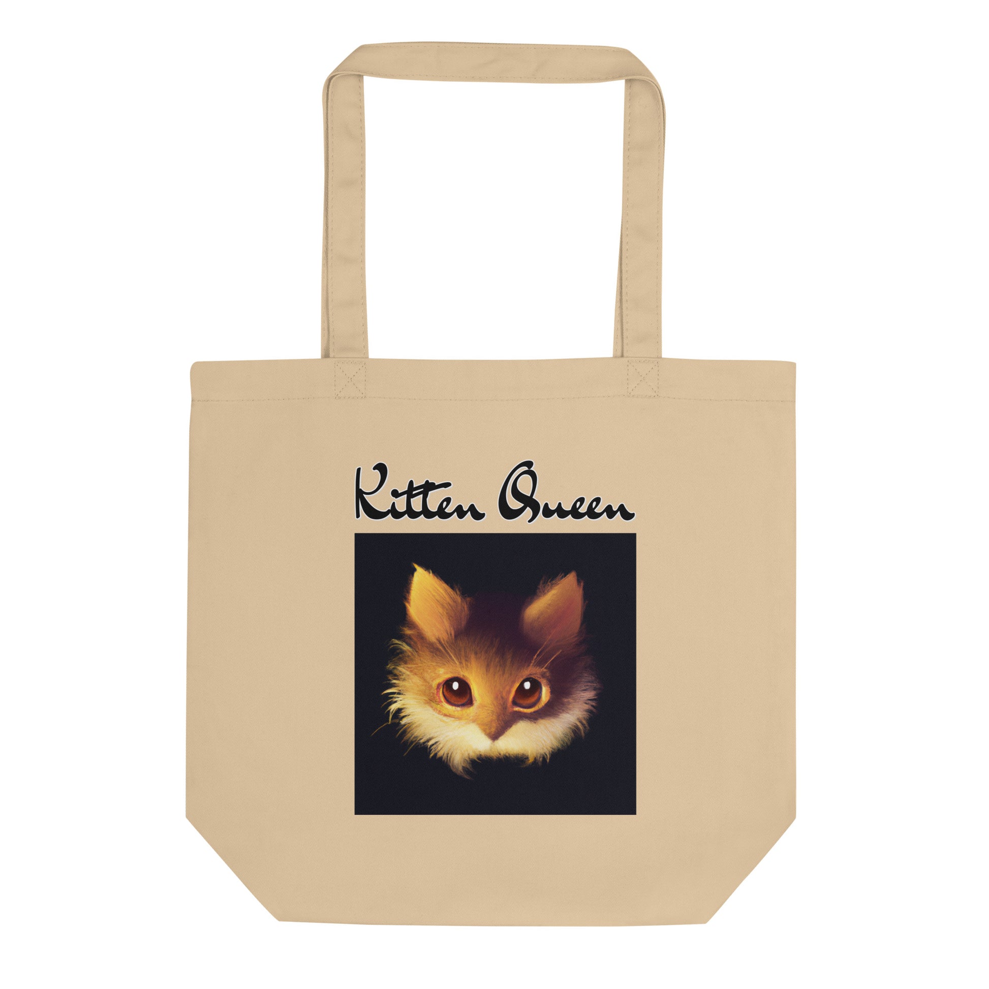 Eco Tote Bag with Fluffy Orange Cat Portrait with text "Kitten Queen" at $26.97 found at Personalizedpetlovergifts