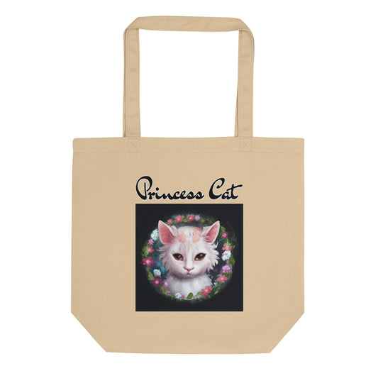 Eco Tote Bag with Kitten In a Floral Circle with text "Princess Cat" at $26.97 found at Personalizedpetlovergifts