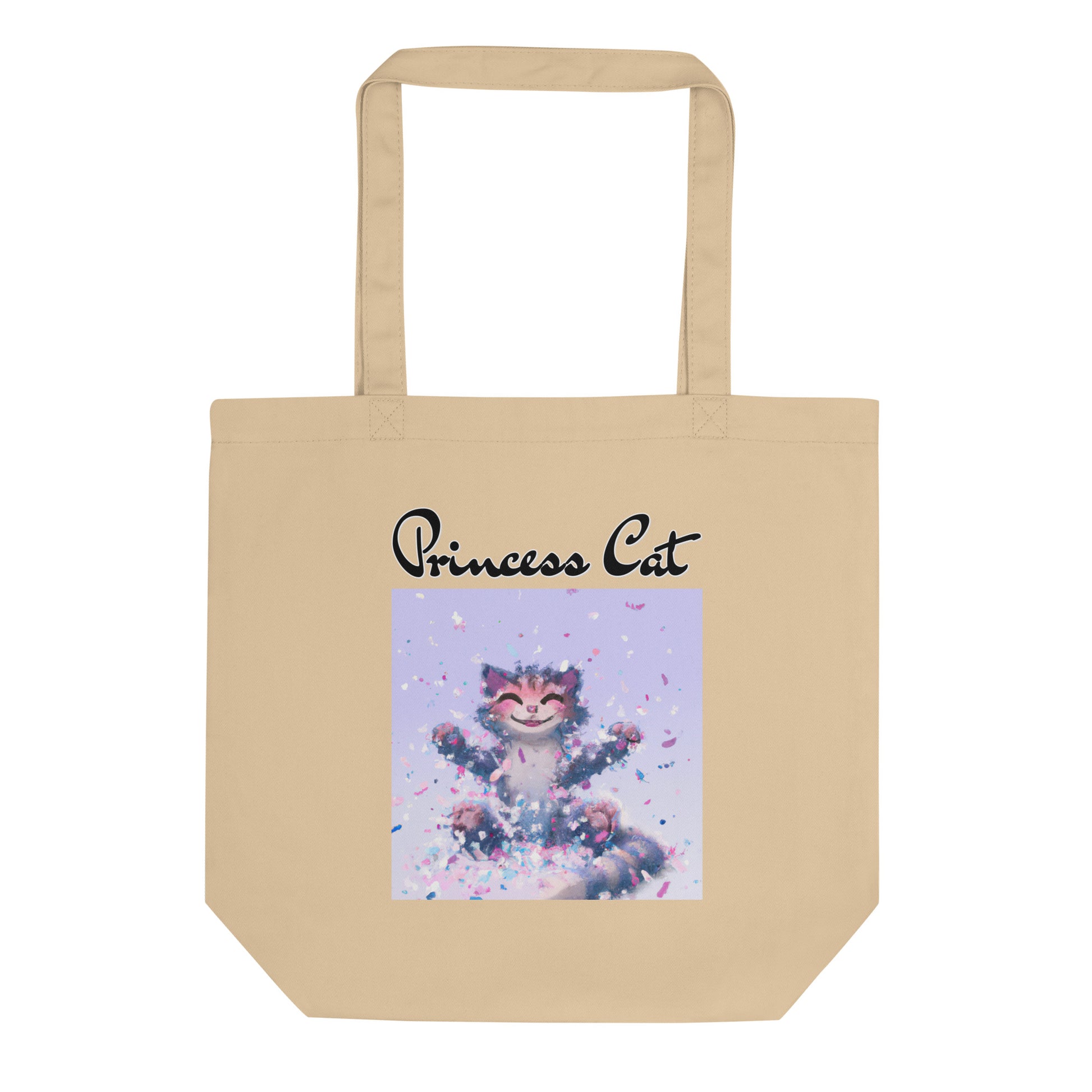 Eco Tote Bag with Kitten Enjoying Confetti with text "Princess Cat" at $26.97 found at Personalizedpetlovergifts