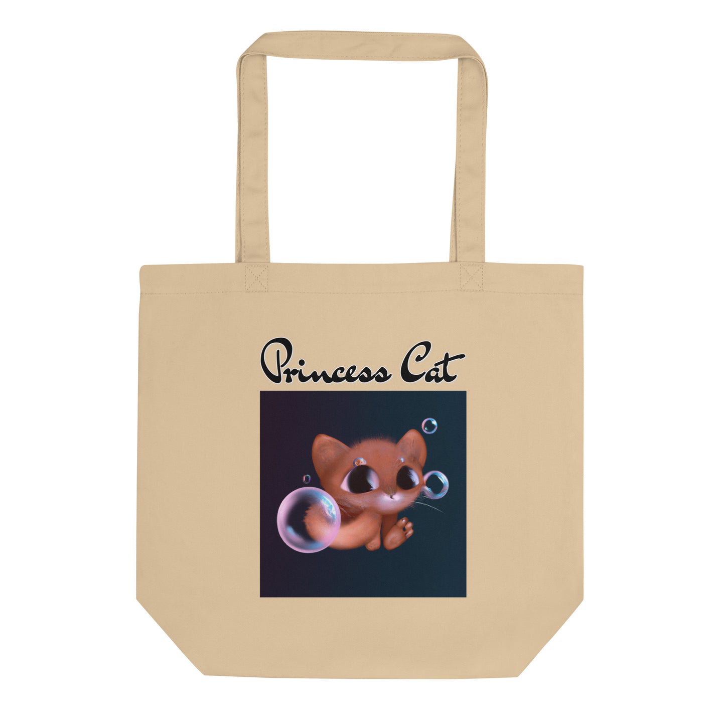 Eco Tote Bag with Kitten And Soap Bubbles with text "Princess Cat" at $26.97 found at Personalizedpetlovergifts