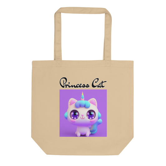 Eco Tote Bag with Happy Unicorn Kitten with text "Princess Cat" at $26.97 found at Personalizedpetlovergifts