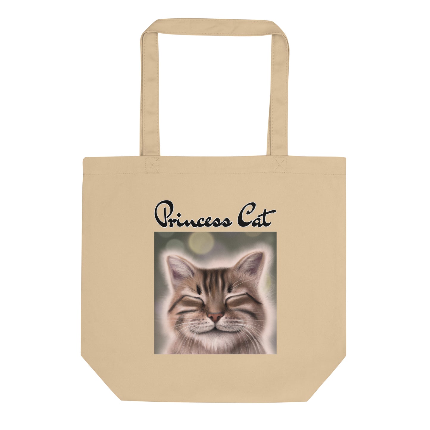 Eco Tote Bag with Happy Cat with text "Princess Cat" at $26.97 found at Personalizedpetlovergifts