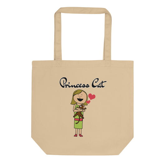 Eco Tote Bag with Girl Holding a Kitten with text "Princess Cat" at $26.97 found at Personalizedpetlovergifts