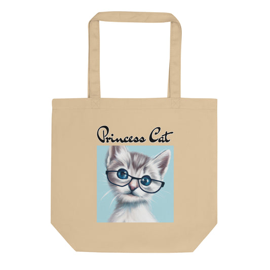 Eco Tote Bag with Fluffy Kitten With Glasses with text "Princess Cat" at $26.97 found at Personalizedpetlovergifts