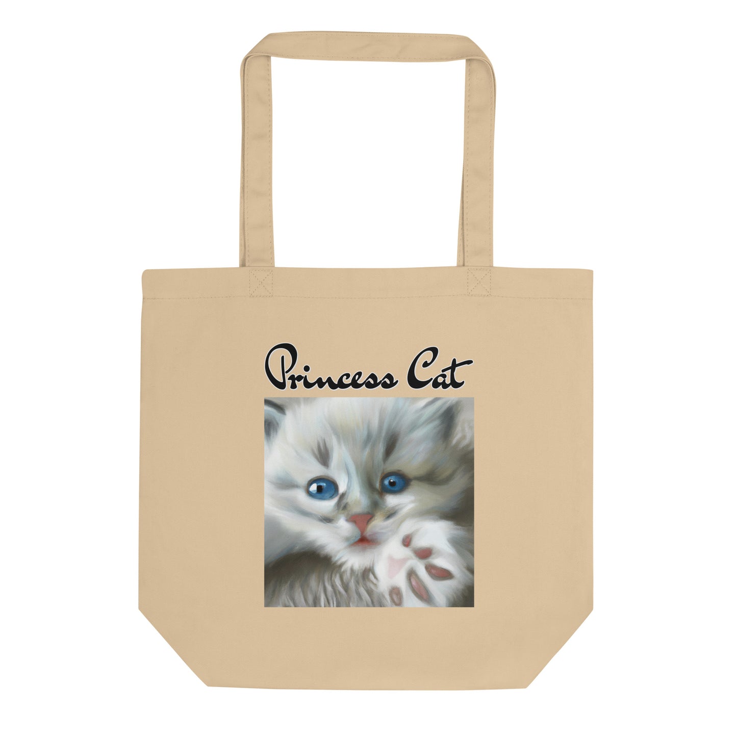 Eco Tote Bag with Fluffy Kitten With Fluffy Paw with text "Princess Cat" at $26.97 found at Personalizedpetlovergifts