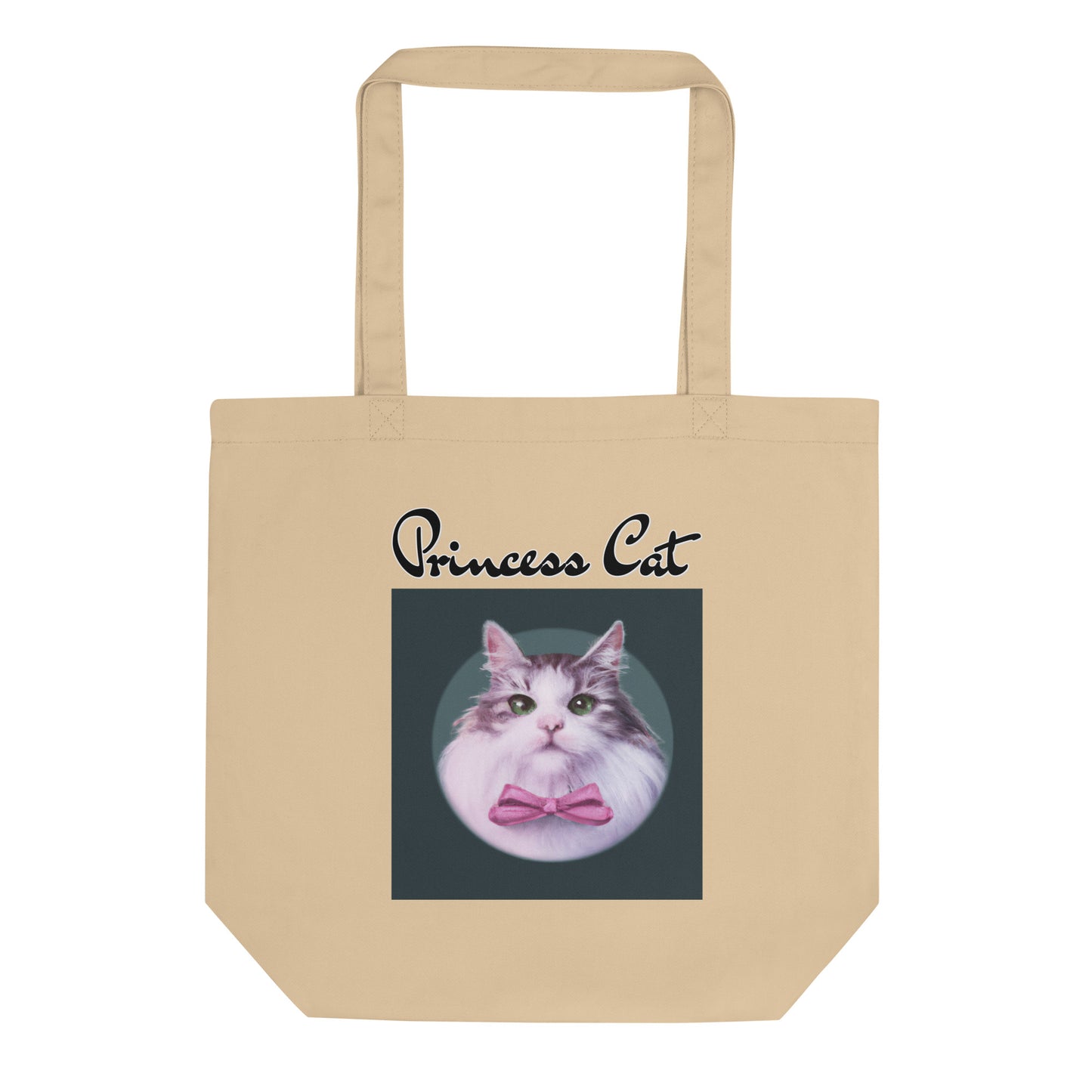 Eco Tote Bag with Fluffy Kitten With a Pink Bow with text "Princess Cat" at $26.97 found at Personalizedpetlovergifts