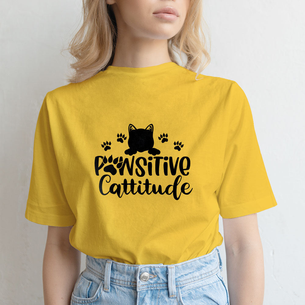 pawsitive cattitude Unisex T-Shirt at $22.95 found at Personalizedpetlovergifts