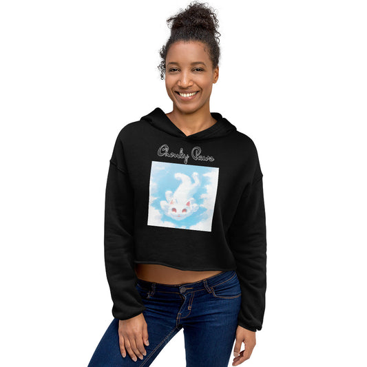 Women's Cropped Hoodie with Kitten Flying In The Sky with text "Chonky Paws" at $48.99 found at Personalizedpetlovergifts