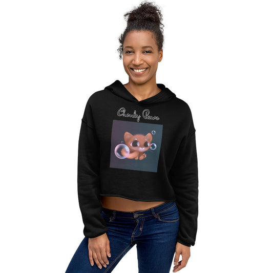 Women's Cropped Hoodie with Kitten And Soap Bubbles with text "Chonky Paws" at $48.99 found at Personalizedpetlovergifts