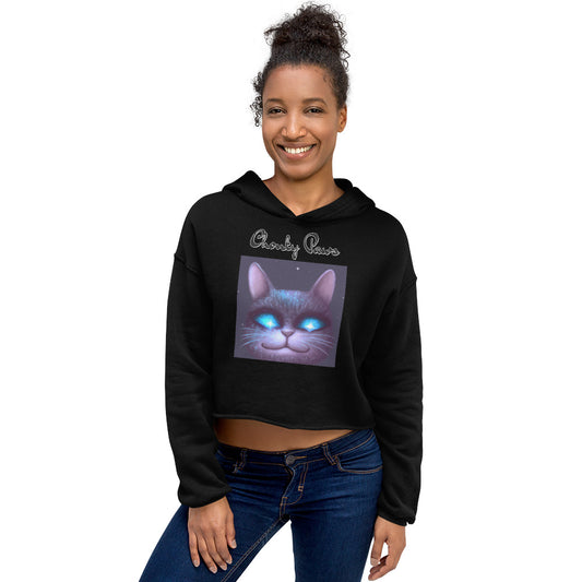 Women's Cropped Hoodie with Happy Blue Eyed Cat with text "Chonky Paws" at $48.99 found at Personalizedpetlovergifts