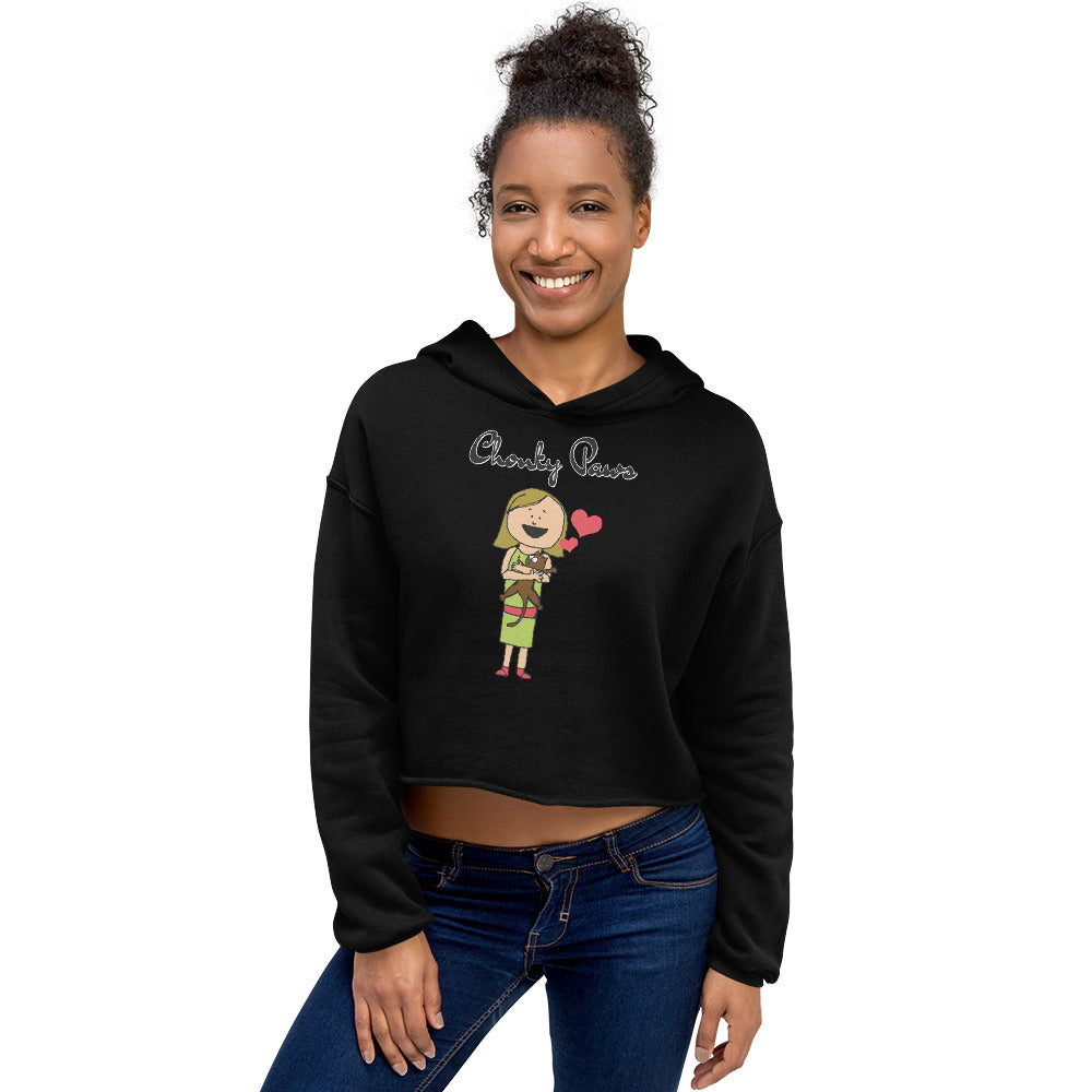 Women's Cropped Hoodie with Girl Holding a Kitten with text "Chonky Paws" at $48.99 found at Personalizedpetlovergifts