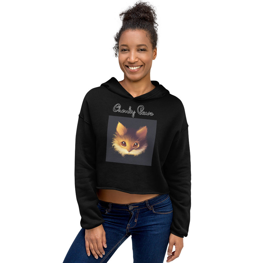 Women's Cropped Hoodie with Fluffy Orange Cat Portrait with text "Chonky Paws" at $48.99 found at Personalizedpetlovergifts