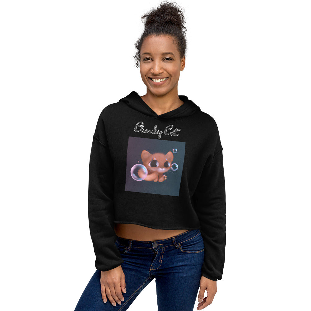 Women's Cropped Hoodie with Kitten And Soap Bubbles with text "Chonky Cat" at $48.99 found at Personalizedpetlovergifts