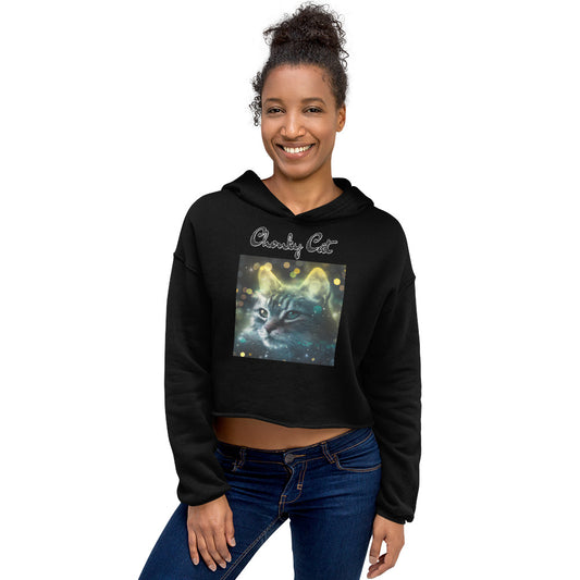 Women's Cropped Hoodie with Green Space Cat with text "Chonky Cat" at $48.99 found at Personalizedpetlovergifts