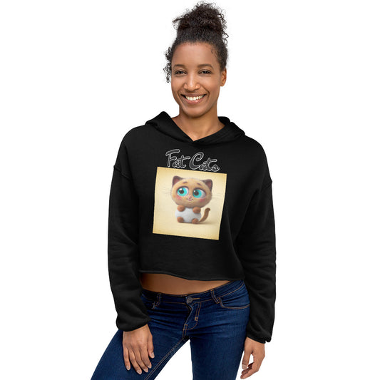 Women's Cropped Hoodie with Happy Fluffy Kitten with text "Fat Cats" at $48.99 found at Personalizedpetlovergifts