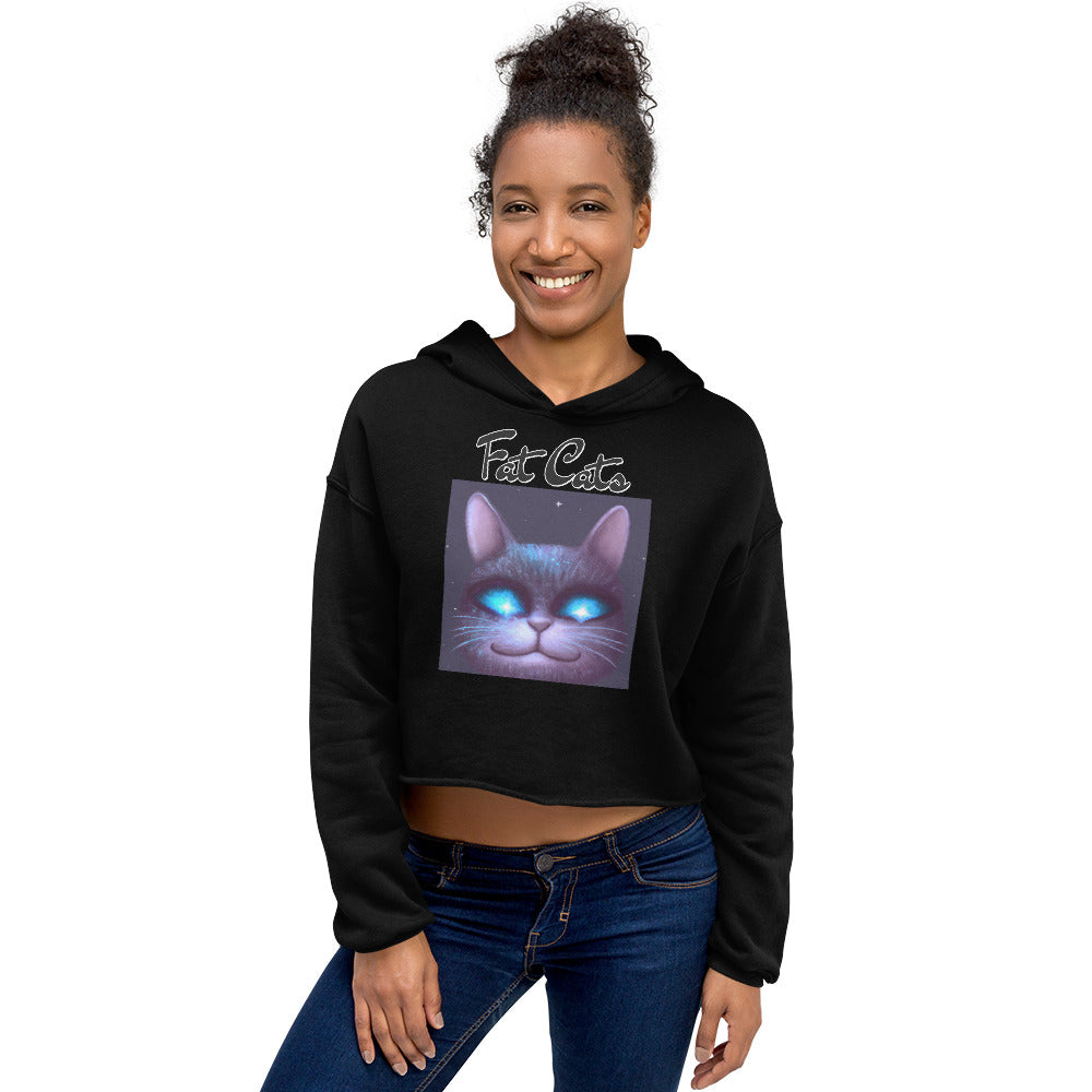 Women's Cropped Hoodie with Happy Blue Eyed Cat with text "Fat Cats" at $48.99 found at Personalizedpetlovergifts