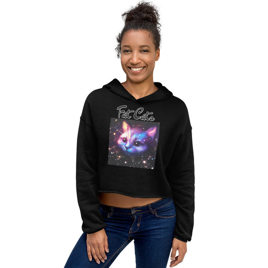 Women's Cropped Hoodie with Galaxy Cat with text "Fat Cats" at $48.99 found at Personalizedpetlovergifts