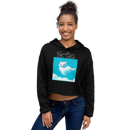 Women's Cropped Hoodie with Fluffy White Cloud Kitten with text "Fat Cats" at $48.99 found at Personalizedpetlovergifts