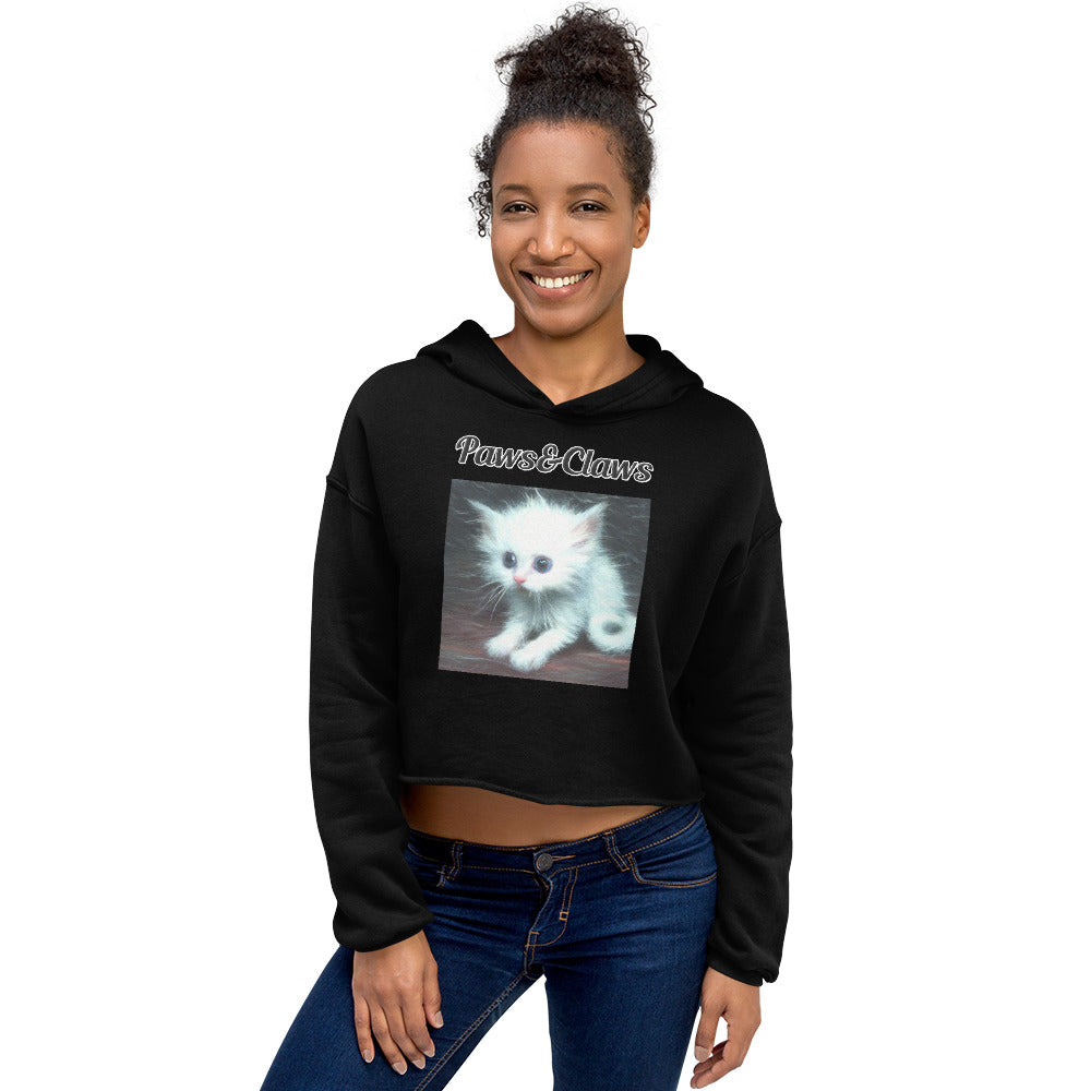 Women's Cropped Hoodie with text Wispy Furred Kitten with a text "Paws&Claws" at $48.99 found at Personalizedpetlovergifts