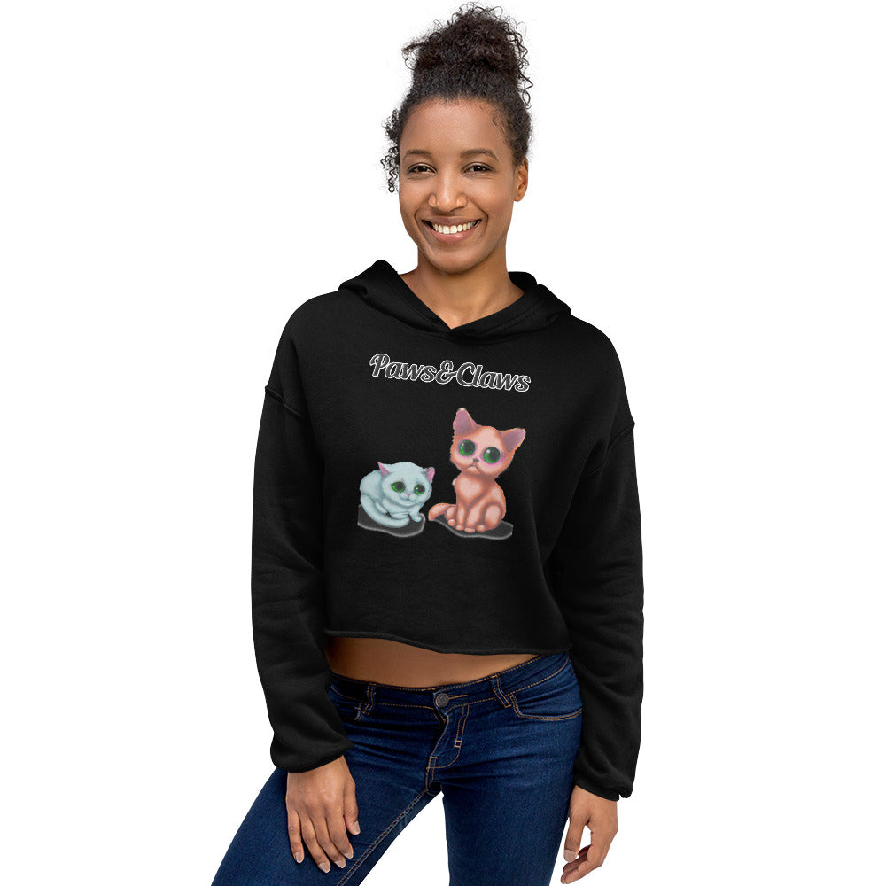 Women's Cropped Hoodie with text Two Kittens Sitting with a text "Paws&Claws" at $48.99 found at Personalizedpetlovergifts