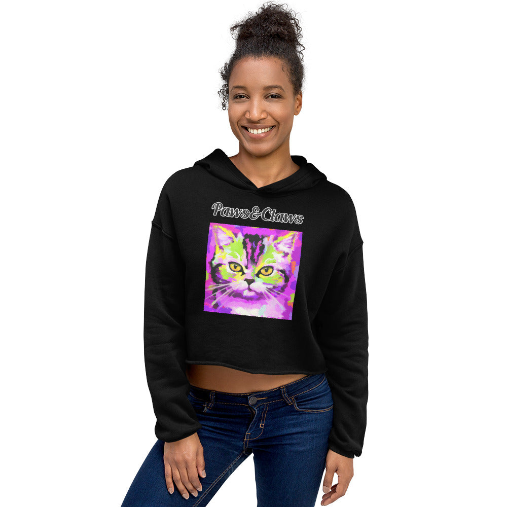 Women's Cropped Hoodie with text Trippy Cat with a text "Paws&Claws" at $48.99 found at Personalizedpetlovergifts