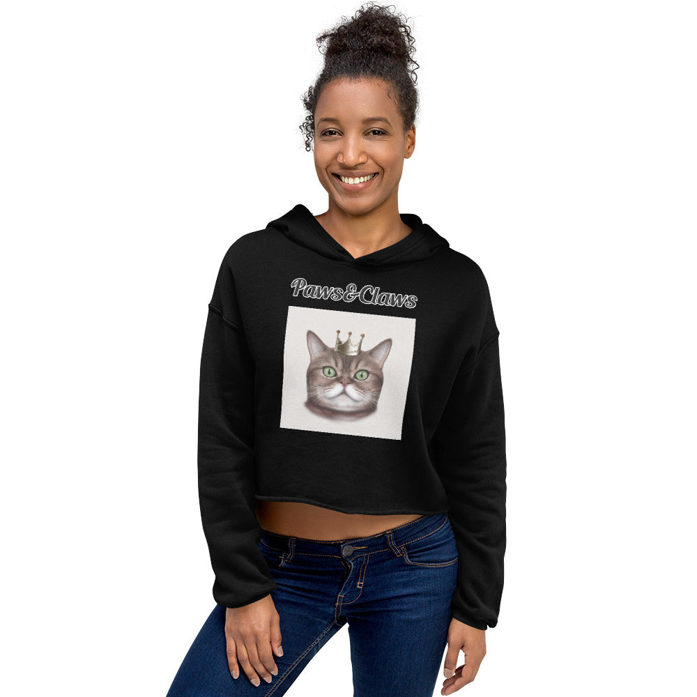 Women's Cropped Hoodie with text Thick Cat With a Crown with a text "Paws&Claws" at $48.99 found at Personalizedpetlovergifts